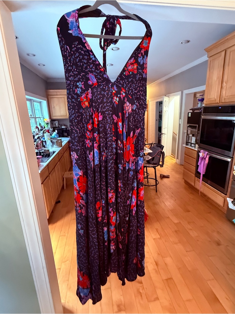Nasty Gal-Floral Maxi Dress with Red & Pink Blooms